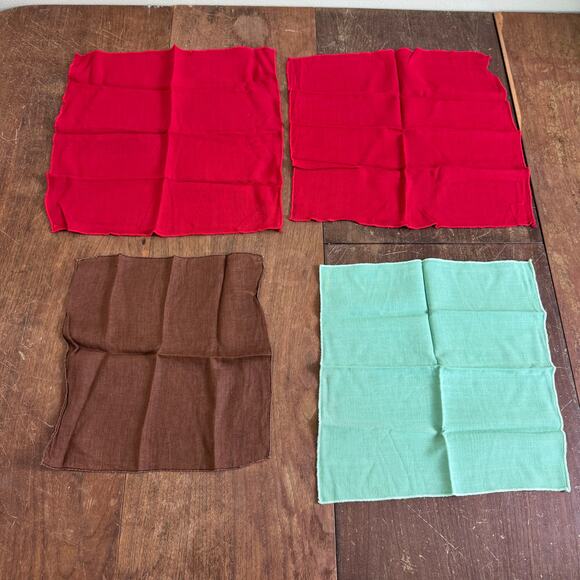 Set of 4 Vintage Cotton blend Men's hankies Handkerchiefs Red Brown Mint Green‎ - Picture 2 of 6